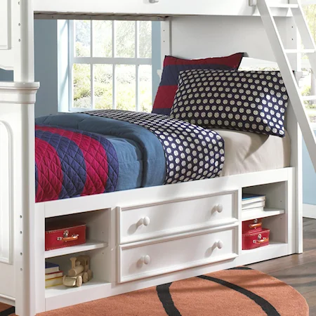 White Twin Bunk Bed with Storage